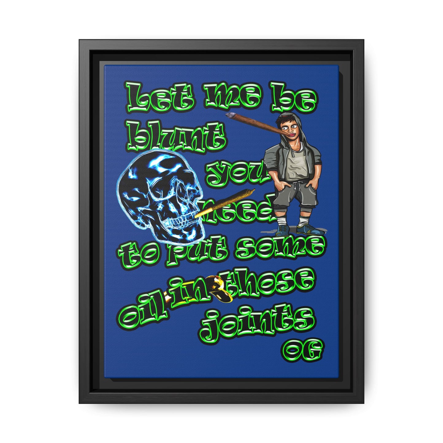 og - framed canvas art (dark blue)