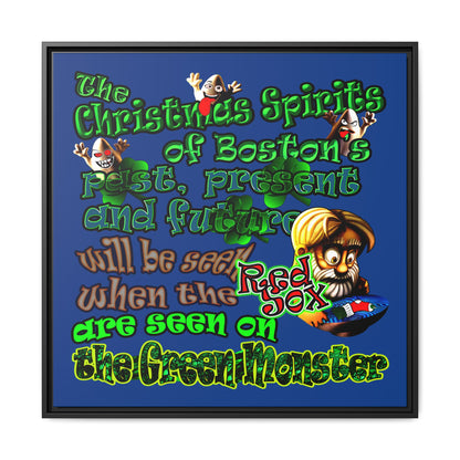 christmas spirits of boston - framed canvas art (dark blue)