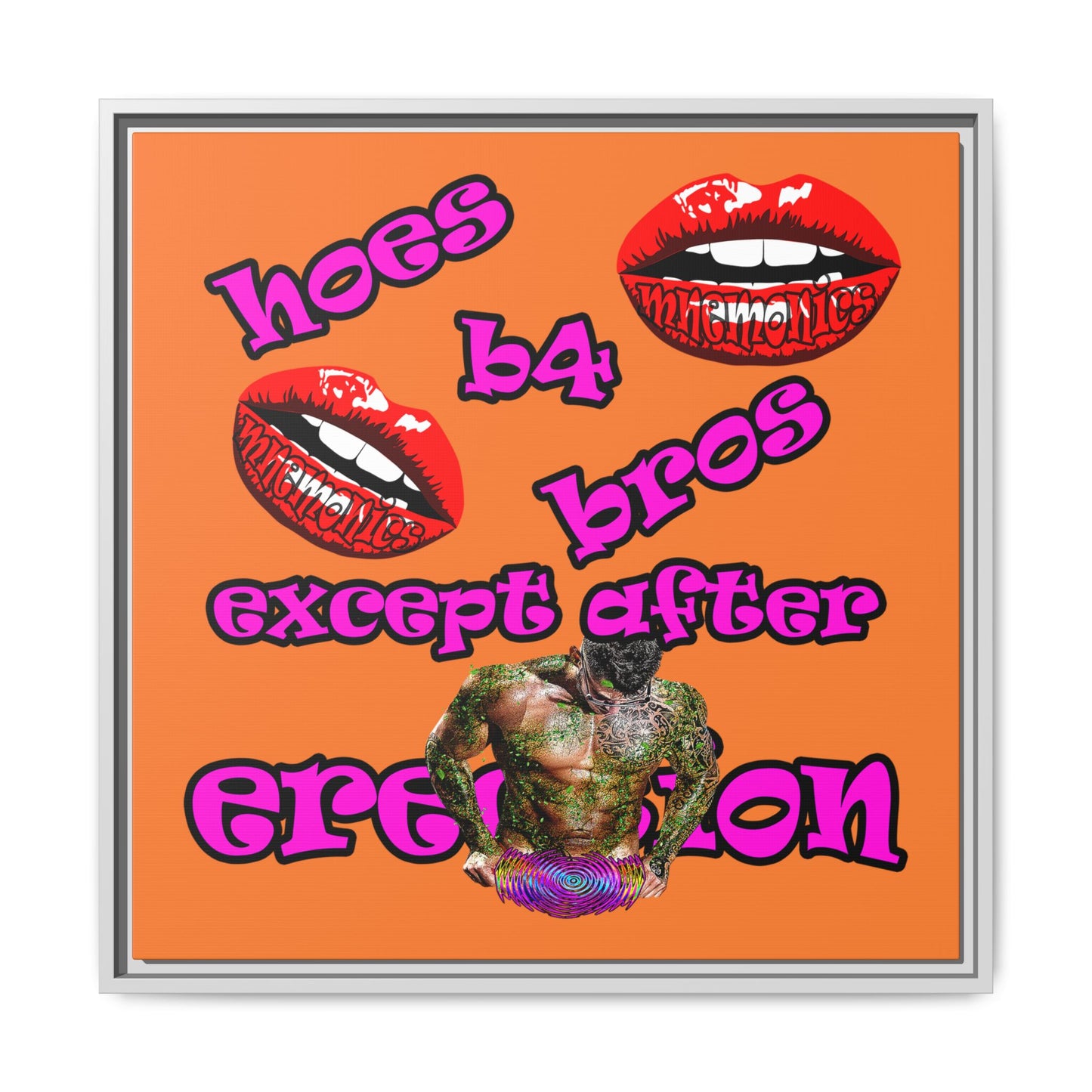 hoes b4 bros - framed canvas art (crusta)
