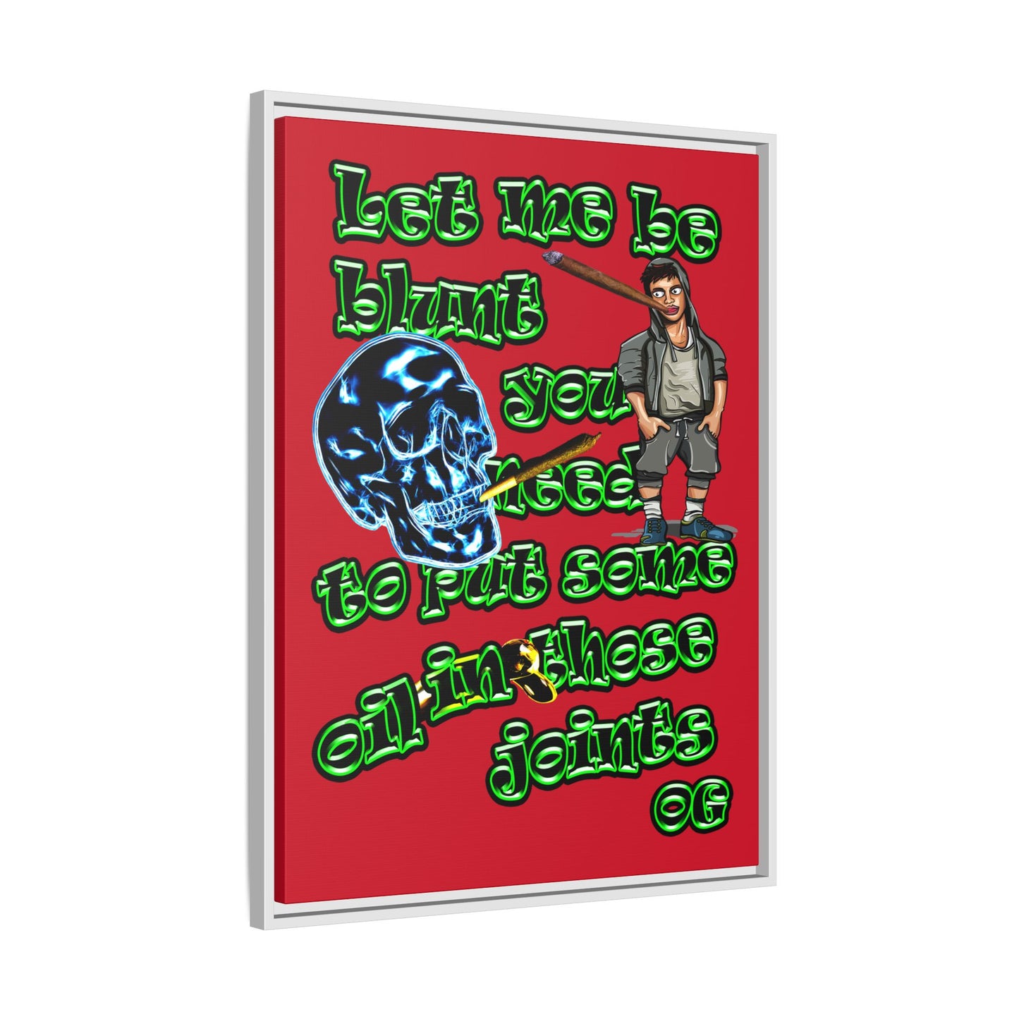og - framed canvas art (dark red)