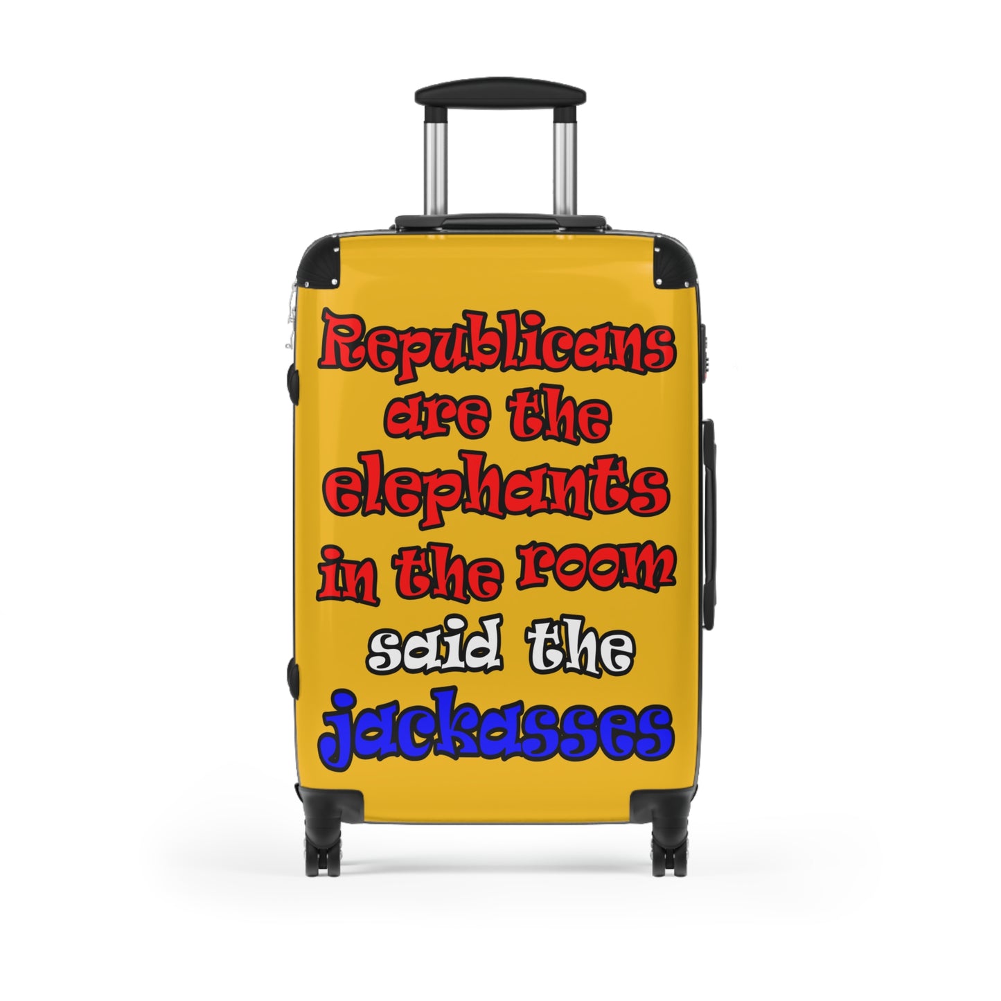donkeys and elephants - Suitcase (yellow)