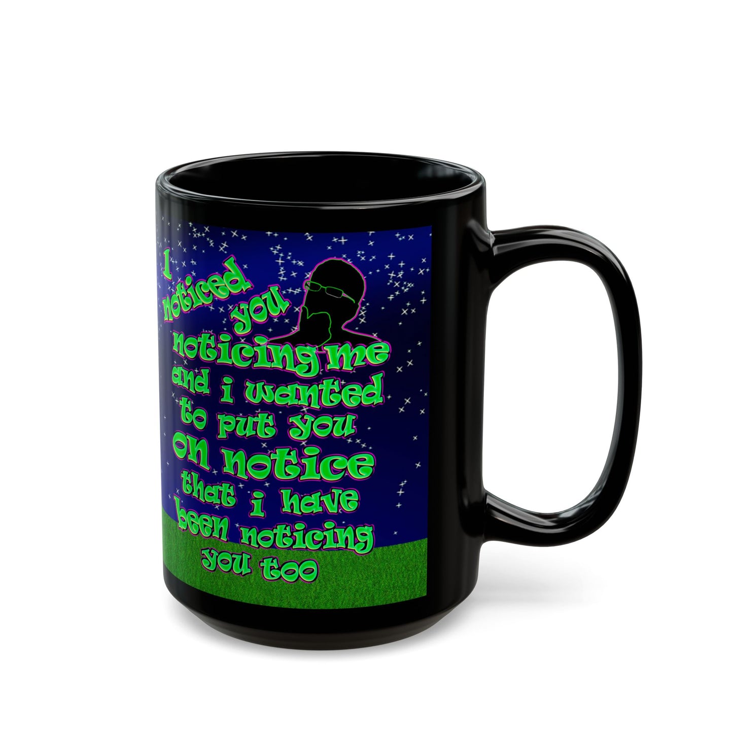 noticed you noticing - Black Mug ('snoops' background)