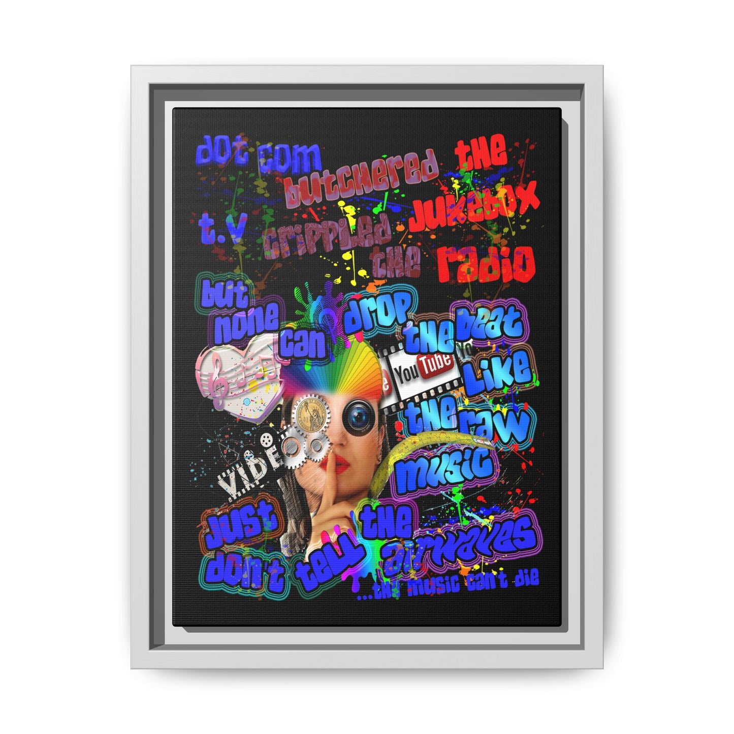 drop the beat - framed canvas art (black)
