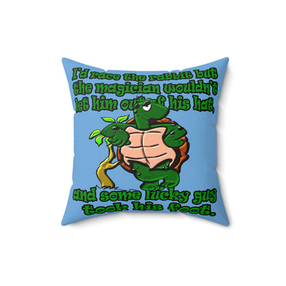 turtle race - Faux Suede Square Pillow - (light blue)