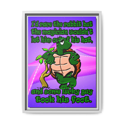 turtle race - framed canvas art (purple-pink wave)