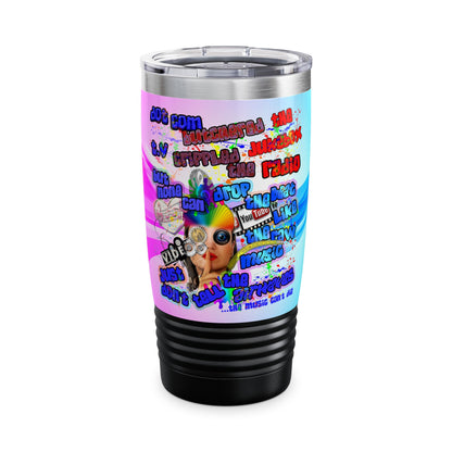 drop the beat - Ringneck Tumbler, 20oz  (light blue-pink wave)