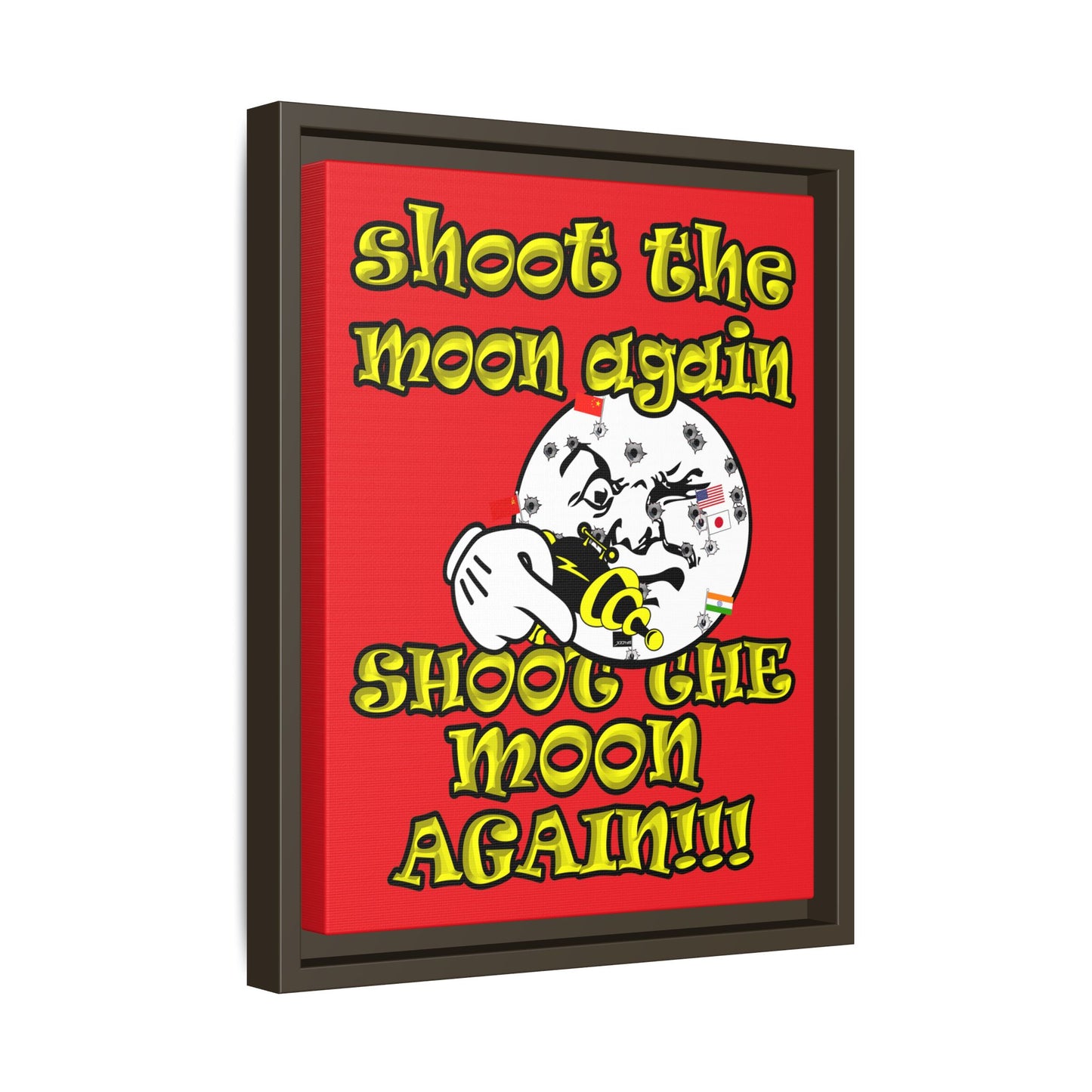 shoot the moon again - framed canvas art (red)
