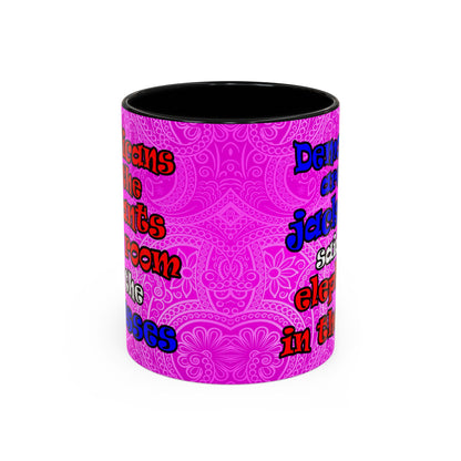 donkeys and elephants - Accent Mug (pink swirl)