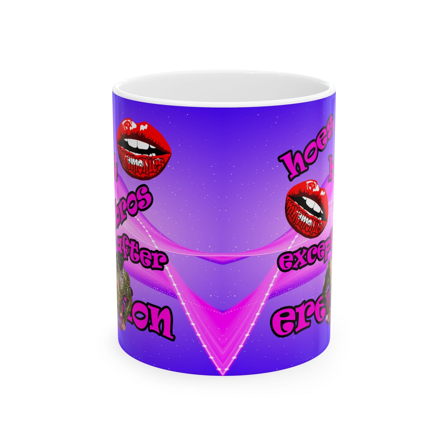 hoes b4 bros - White Mug (purple-pink wave)