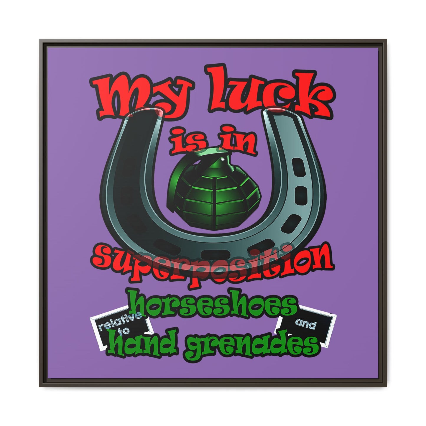 my luck - framed canvas art (light purple)