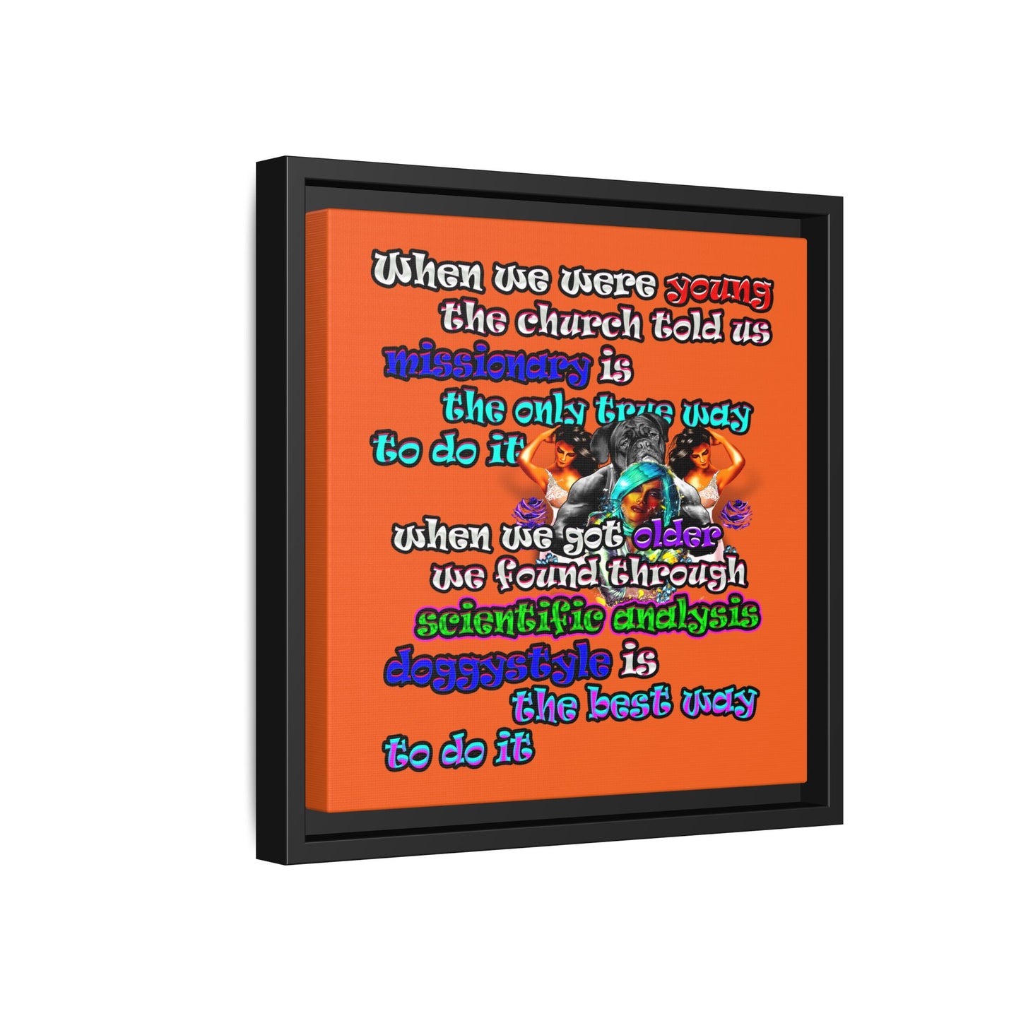 doggystyle - framed canvas art (orange)