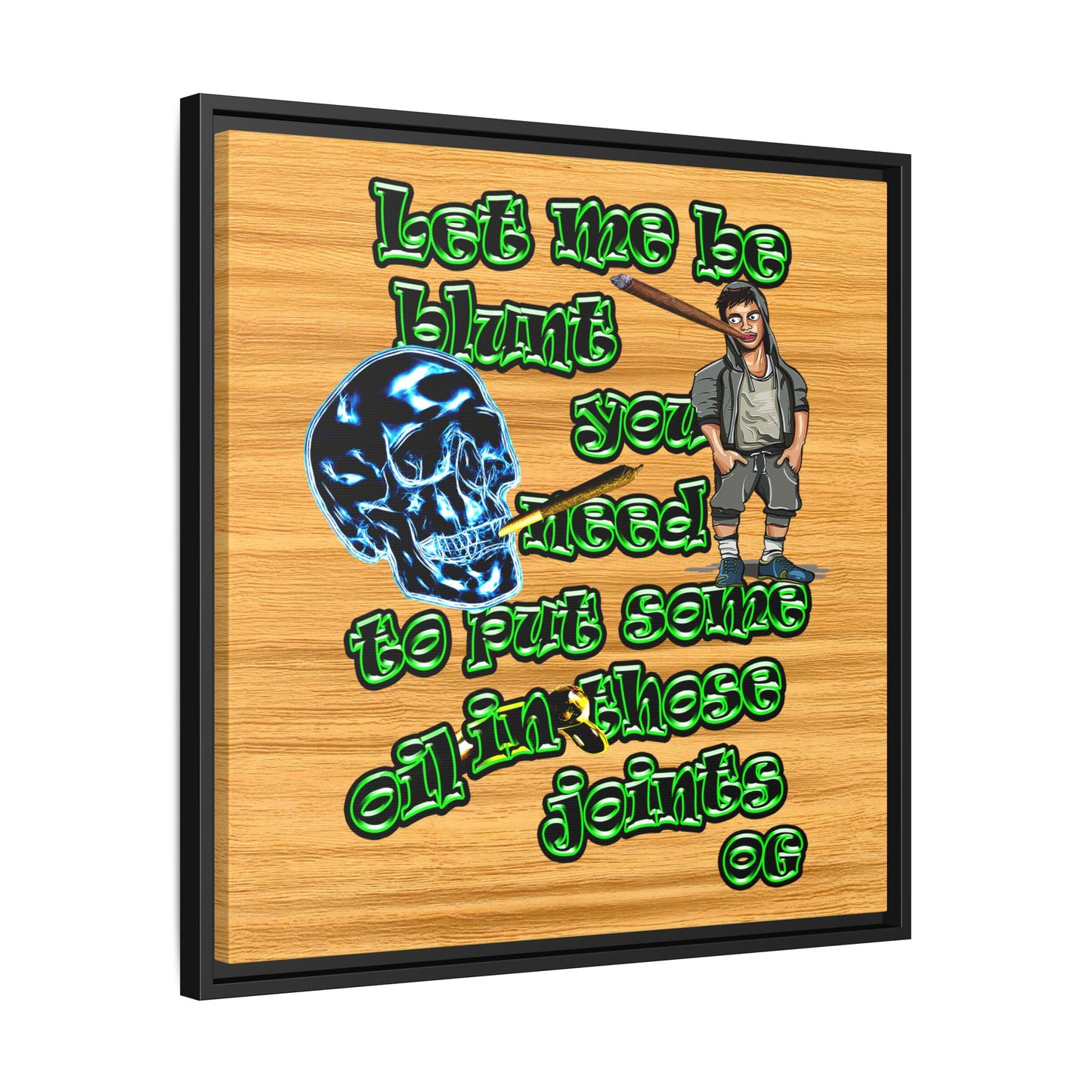 og - framed canvas art (butterscotch wood finish)