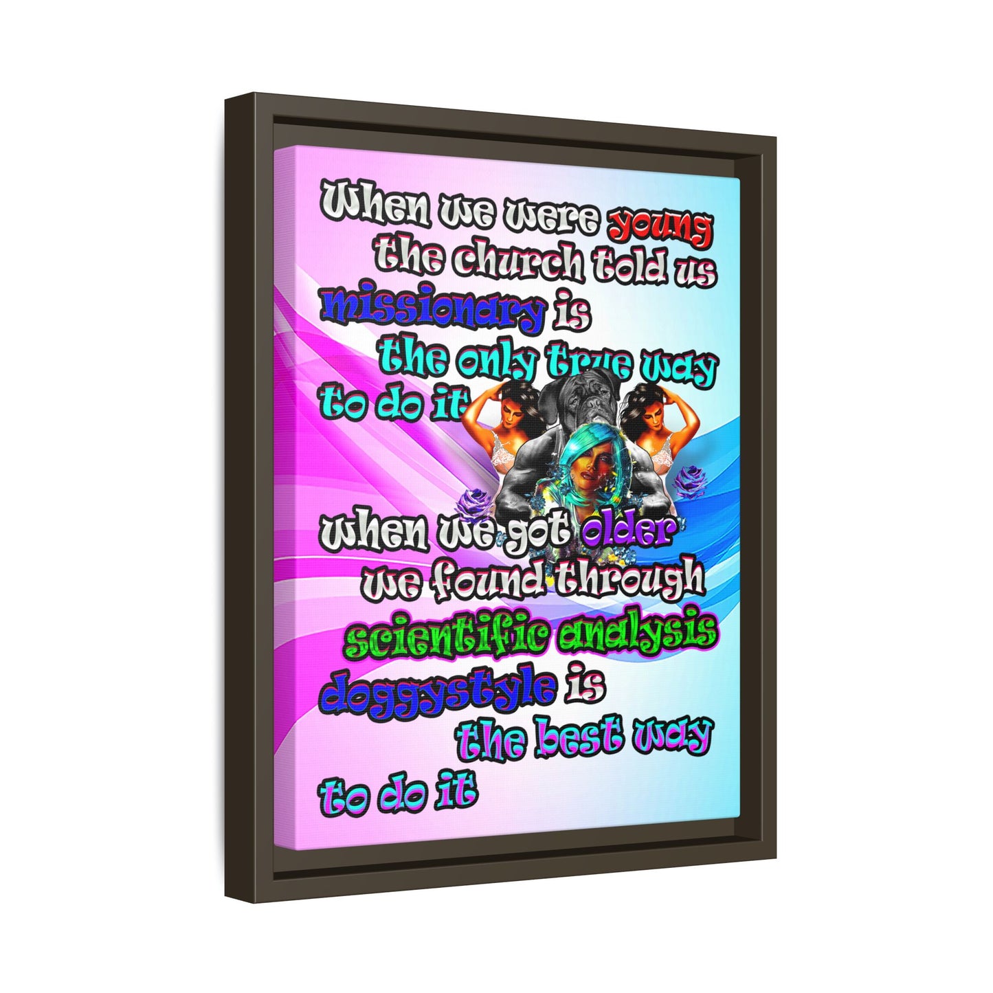 doggystyle - framed canvas art (light blue-pink wave)