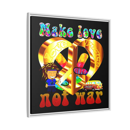 love peace - framed canvas art (black)