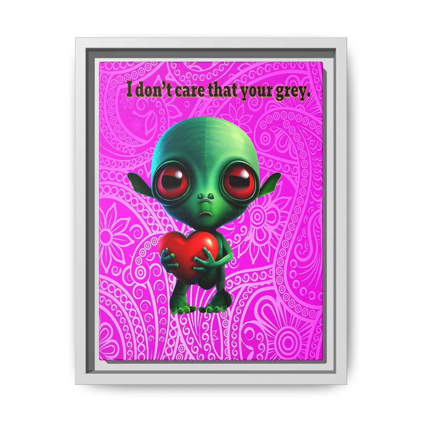 I don't care that your grey - framed canvas art (pink swirl)