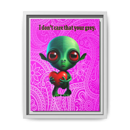 I don't care that your grey - framed canvas art (pink swirl)