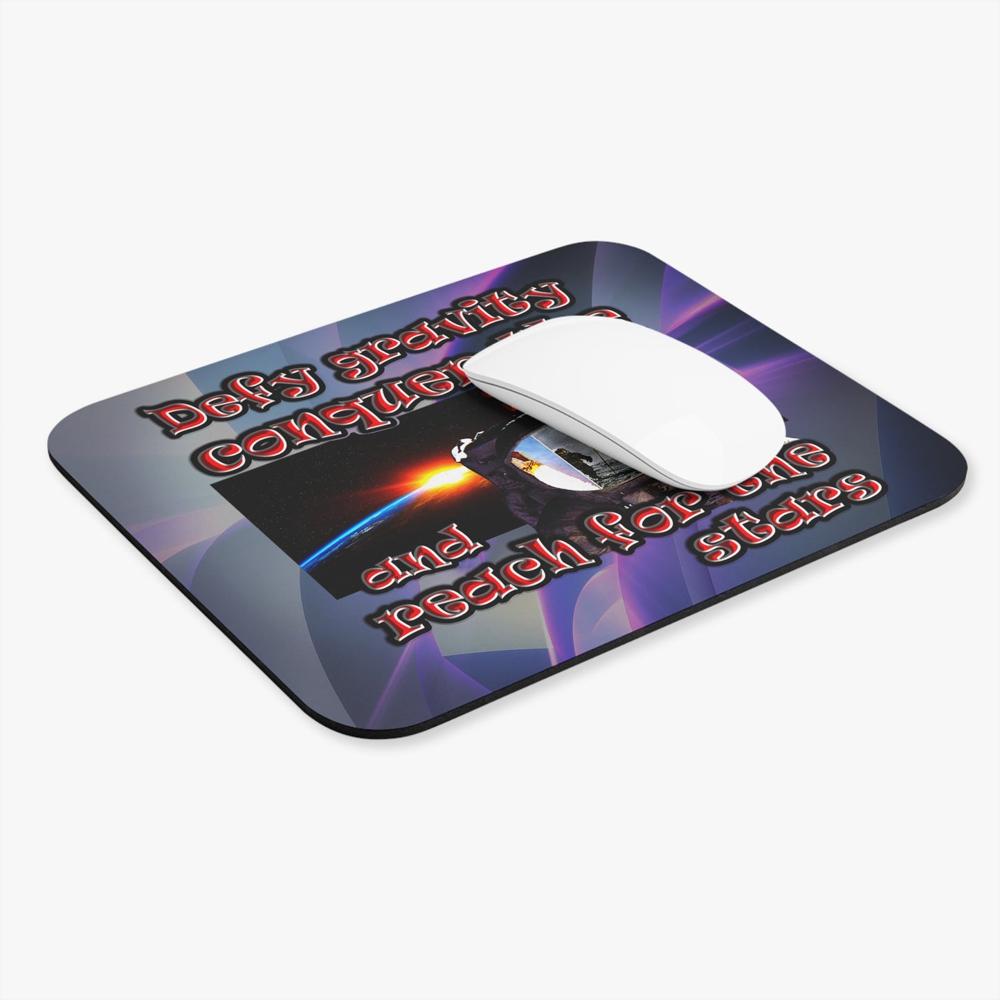 defy conquer reach - Mouse Pad (Rectangle) (grey-pink wave)