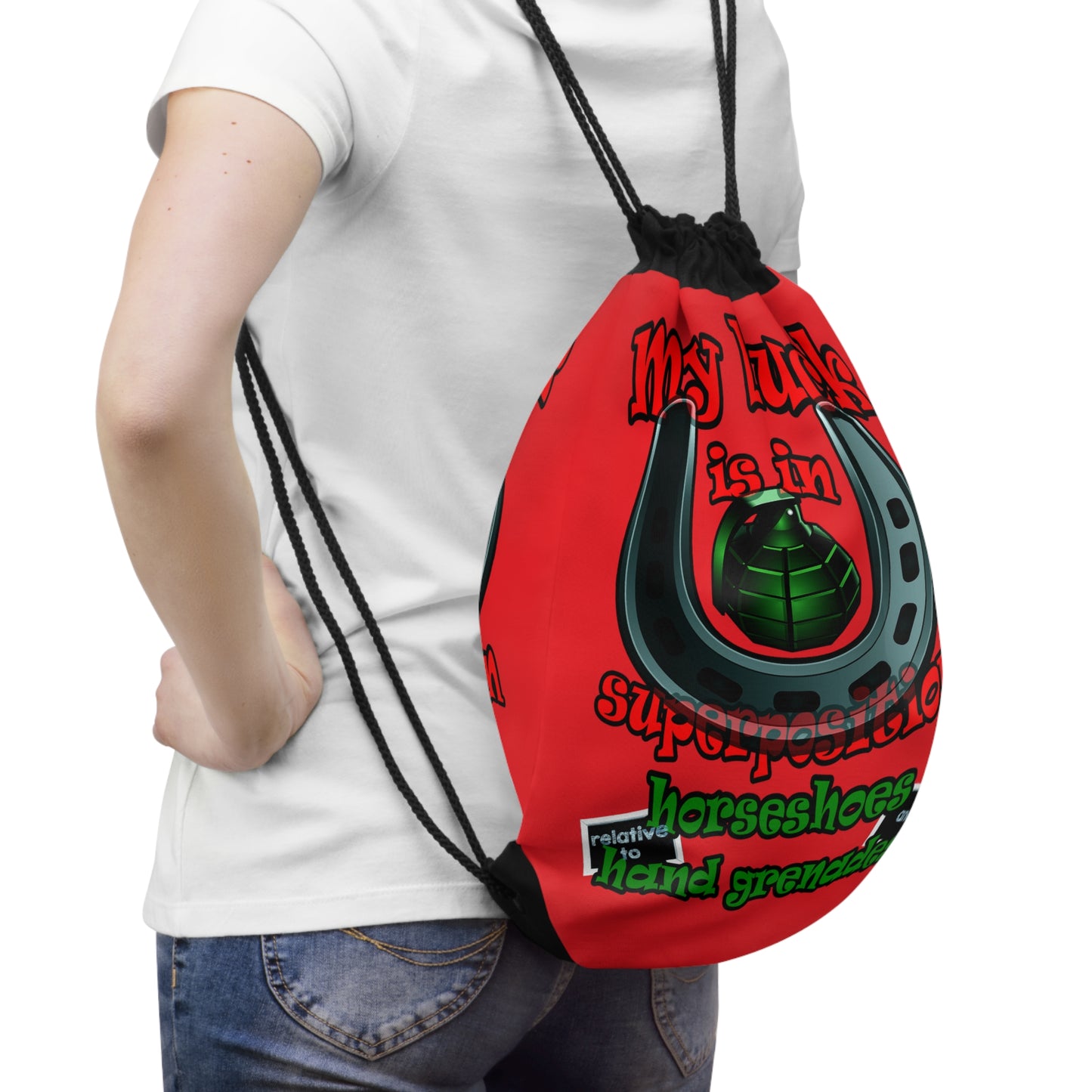my luck - Drawstring Bag (red)