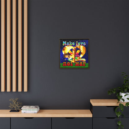 love peace - framed canvas art ('snoops' background)