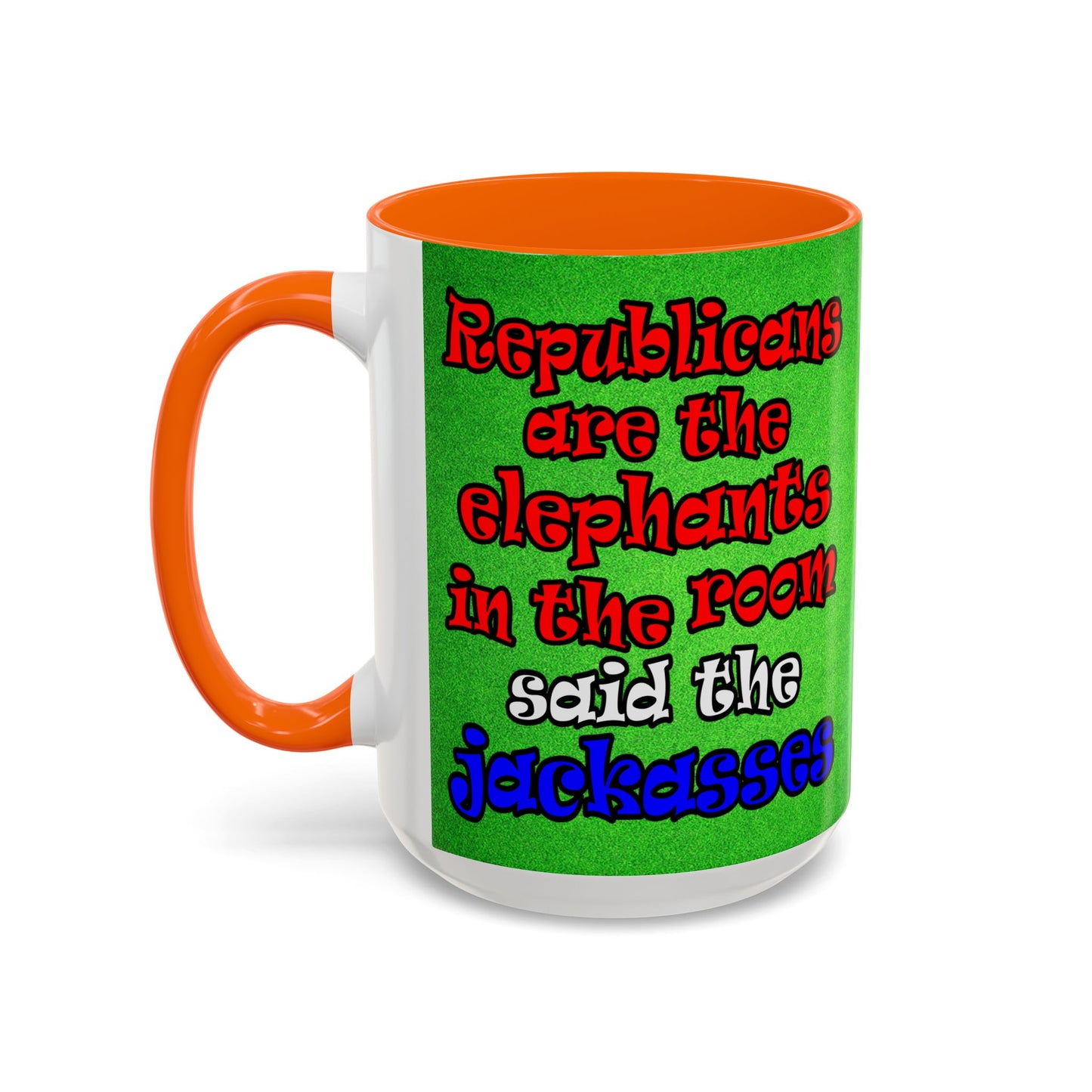 donkeys and elephants - Accent Mug (green turf)