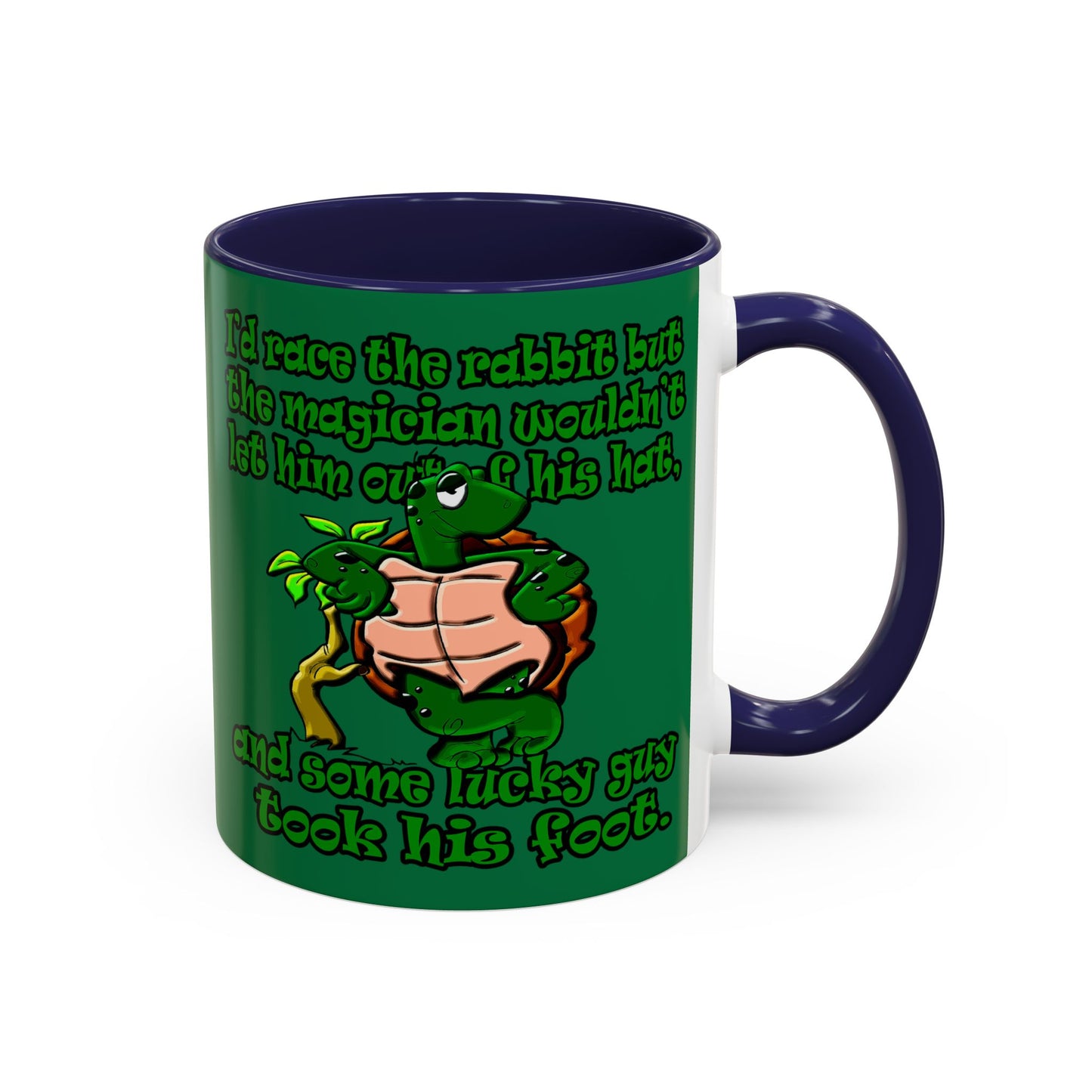 turtle race - Accent Mug (dark green)