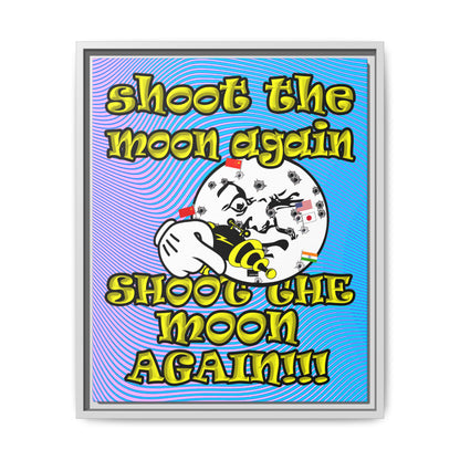 shoot the moon again - framed canvas art (light blue-purple wave)