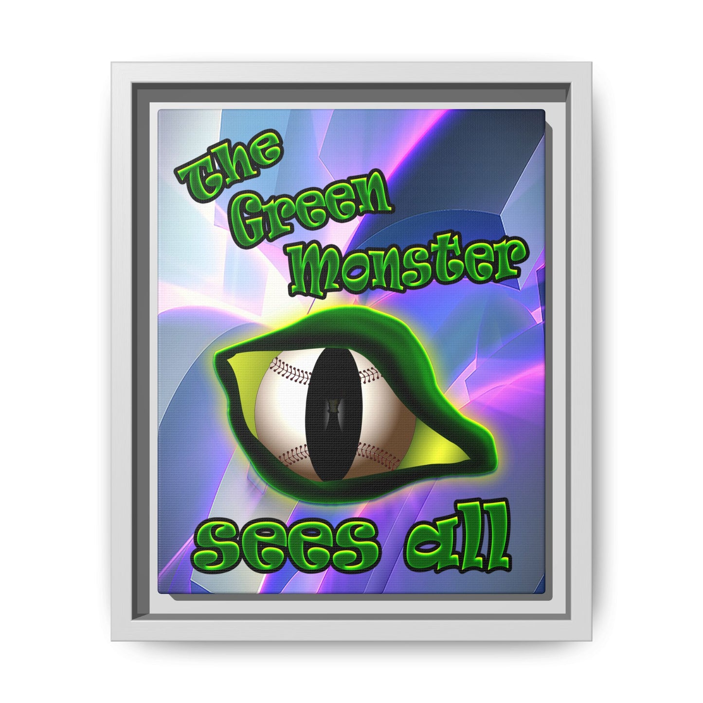 green monster - framed canvas art (grey-pink wave)