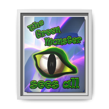 green monster - framed canvas art (grey-pink wave)