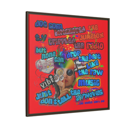 drop the beat - framed canvas art (red)