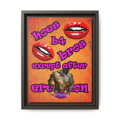 hoes b4 bros - framed canvas art (burnt orange)