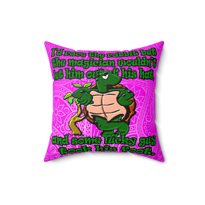 turtle race - Spun Polyester Square Pillow - (pink swirl)