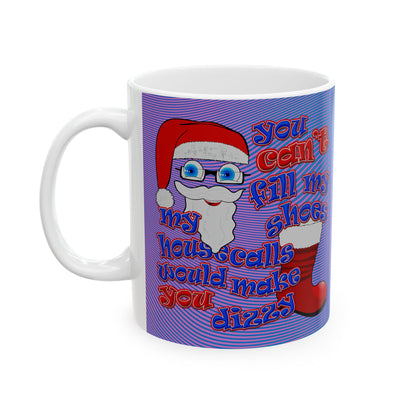 santa's shoes - White Mug (light blue-purple wave)