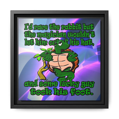 turtle race - framed canvas art (grey-pink wave)