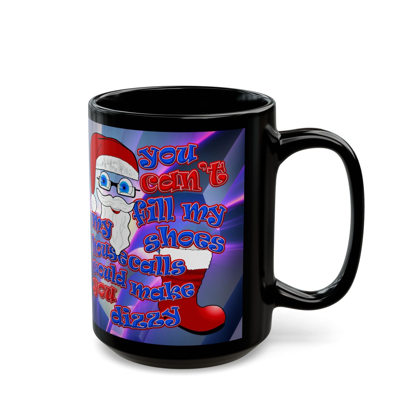 santa's shoes - Black Mug (grey-pink wave)