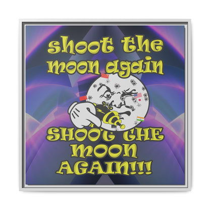 shoot the moon again - framed canvas art (grey-pink wave)