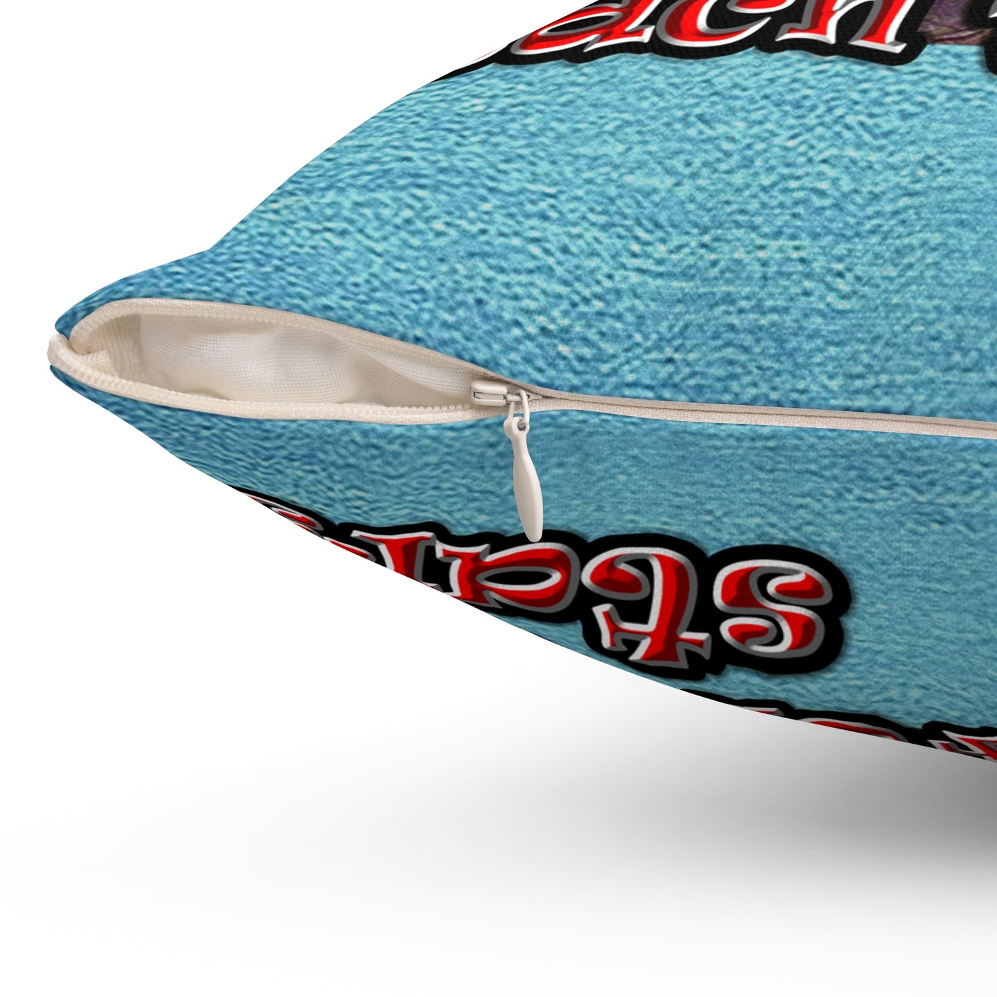 defy conquer reach - Spun Polyester Square Pillow - (faded blue)
