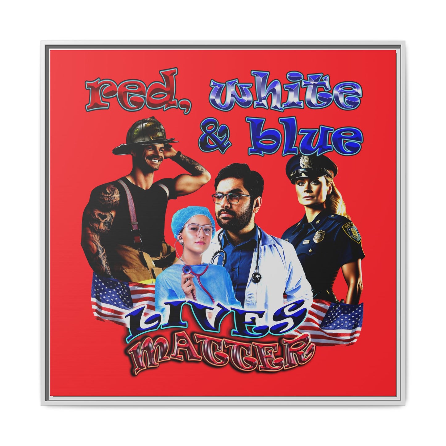 rw&b lives matter - framed canvas art (red)