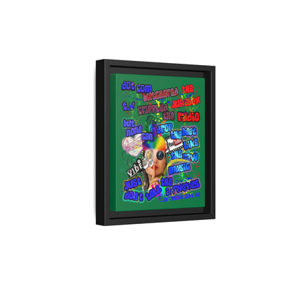 drop the beat - framed canvas art (dark green)