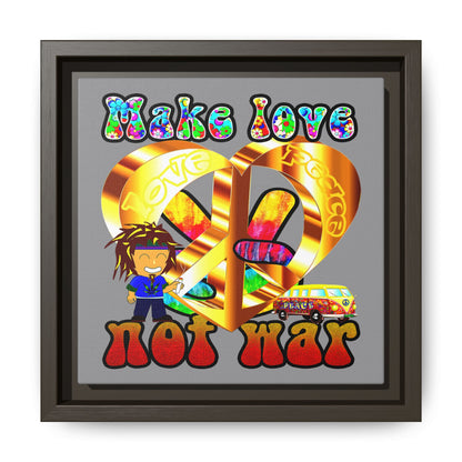 love peace - framed canvas art (grey)