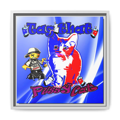 tag that - framed canvas art (blue-white wave)