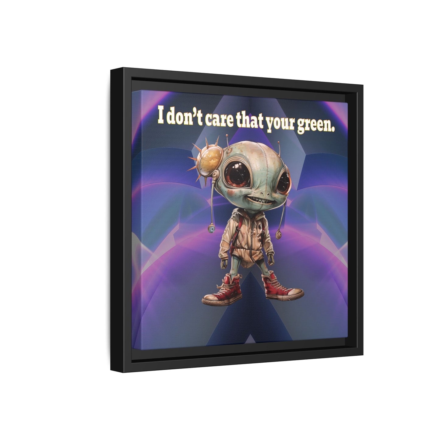 I don't care that your green - framed canvas art (grey-pink wave)