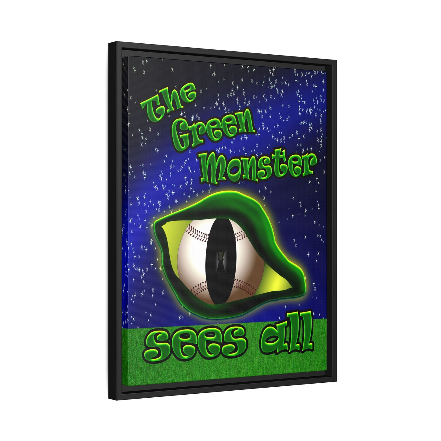 green monster - framed canvas art ('snoops' background)