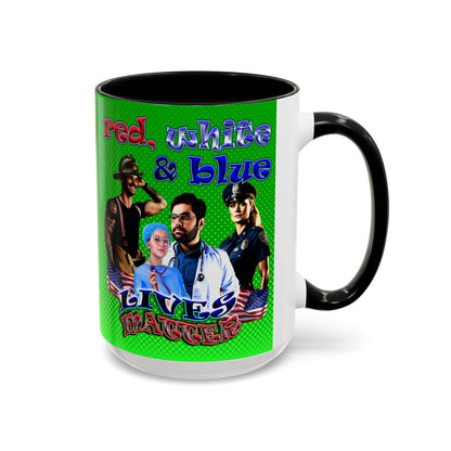 rw&b lives matter - Accent Mug (logo green)
