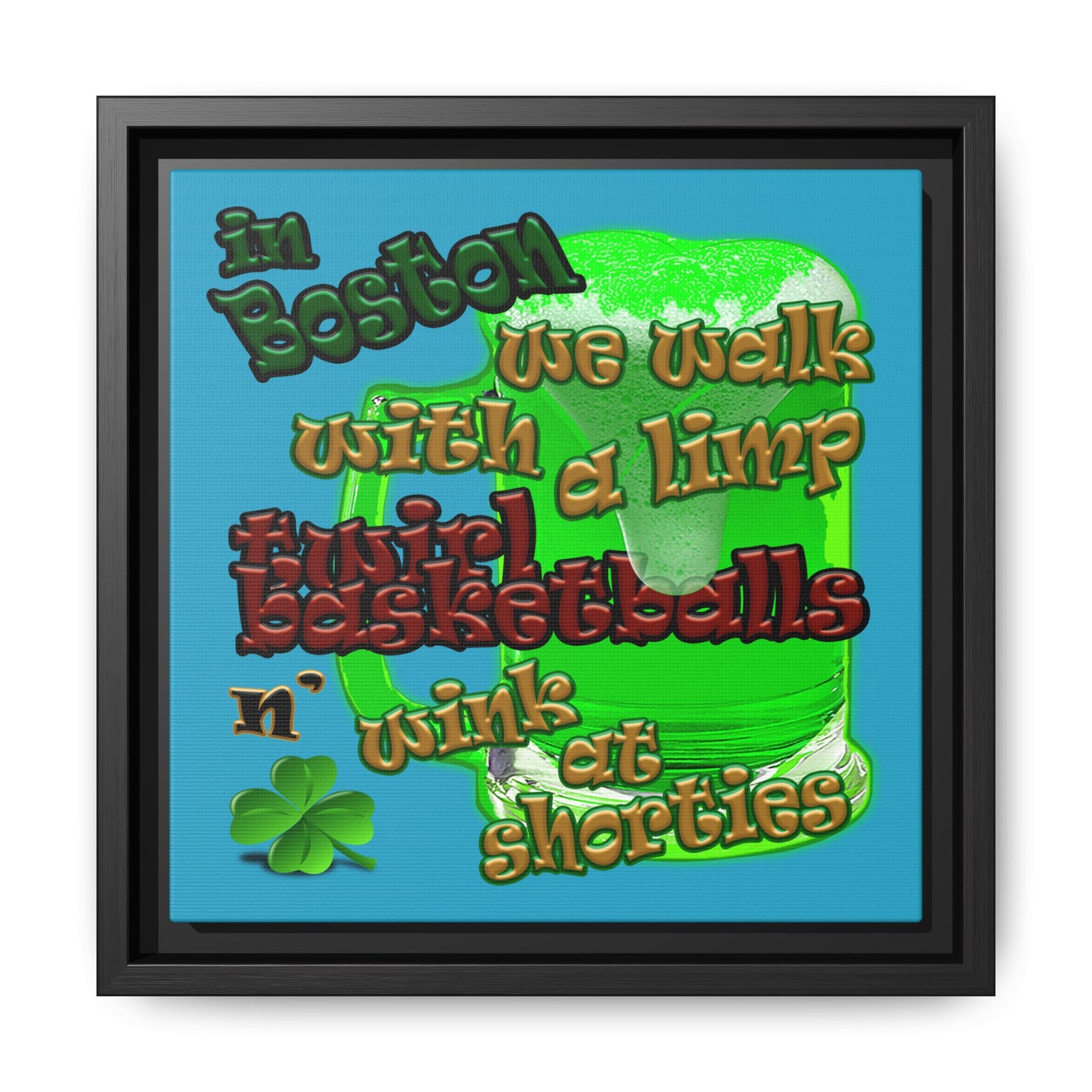 celtics logo - framed canvas art (turquoise)