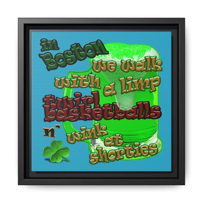 celtics logo - framed canvas art (turquoise)