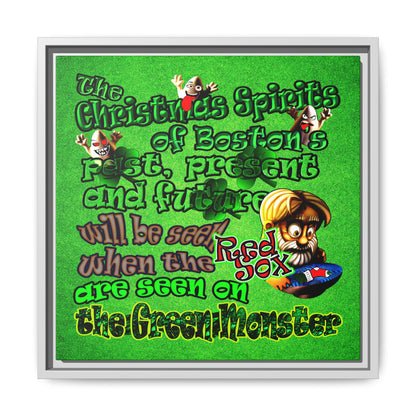 christmas spirits of boston - framed canvas art (green turf)