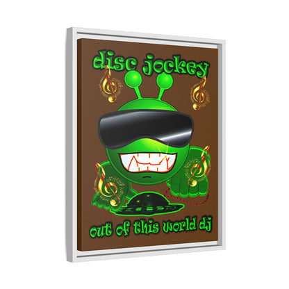 disc jockey - framed canvas art (brown)