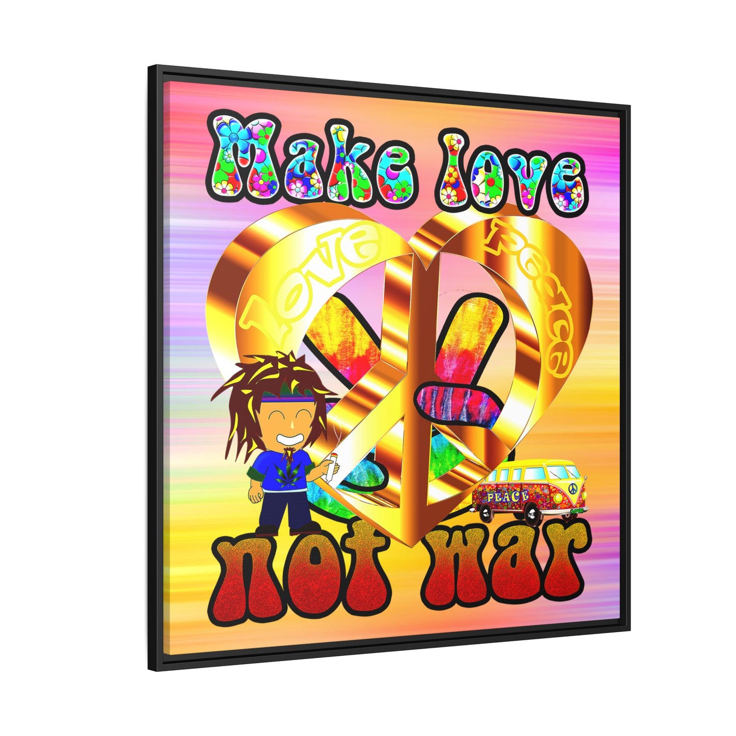 love peace - framed canvas art (color blur)