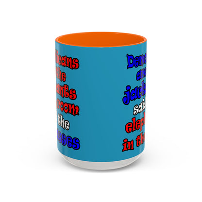donkeys and elephants - Accent Mug (turquoise)