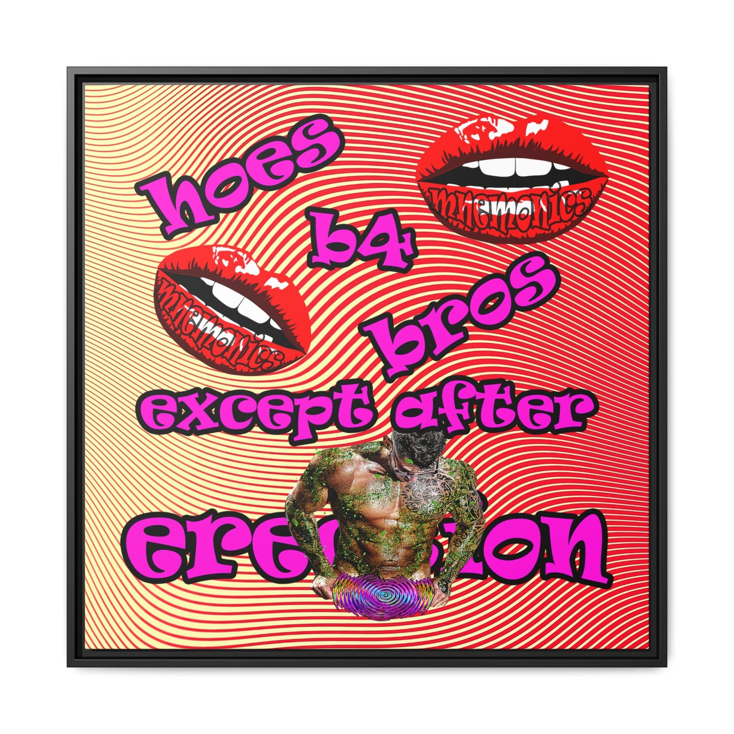 hoes b4 bros - framed canvas art (yellow-orange wave)